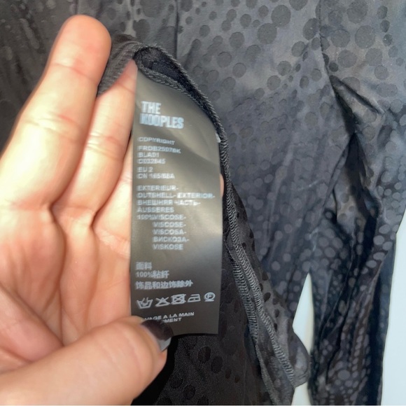 The Kooples V-Neck Long Sleeve Black Polka Dot Maxi Dress Medium - Picture 8 of 9